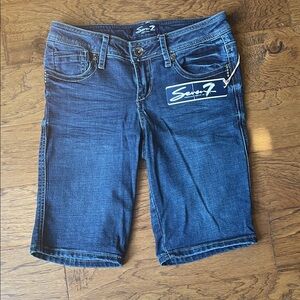 Seven7 Dark Blue Denim Bermuda Shorts